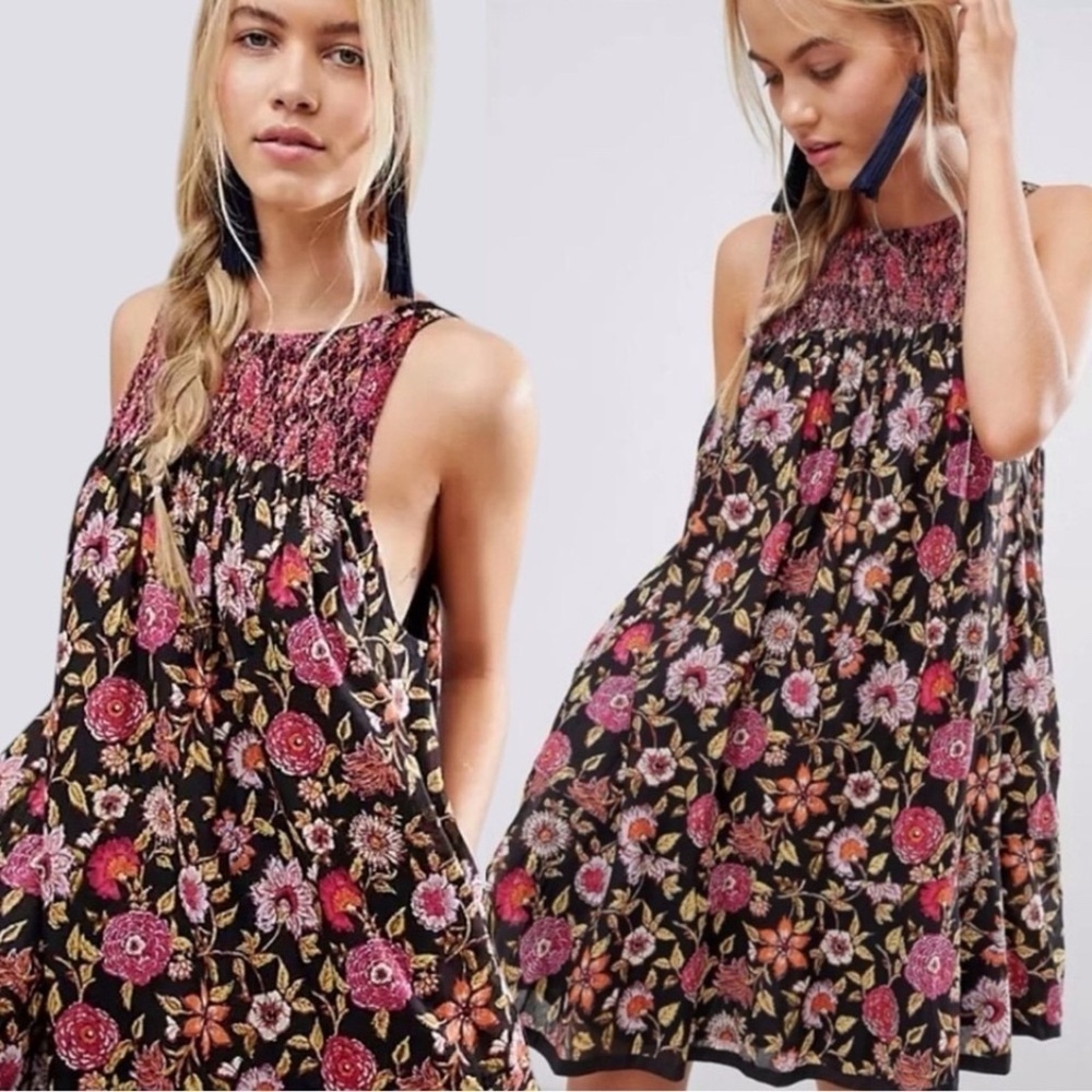 Free People Bohemian Floral Swing Dress 45376